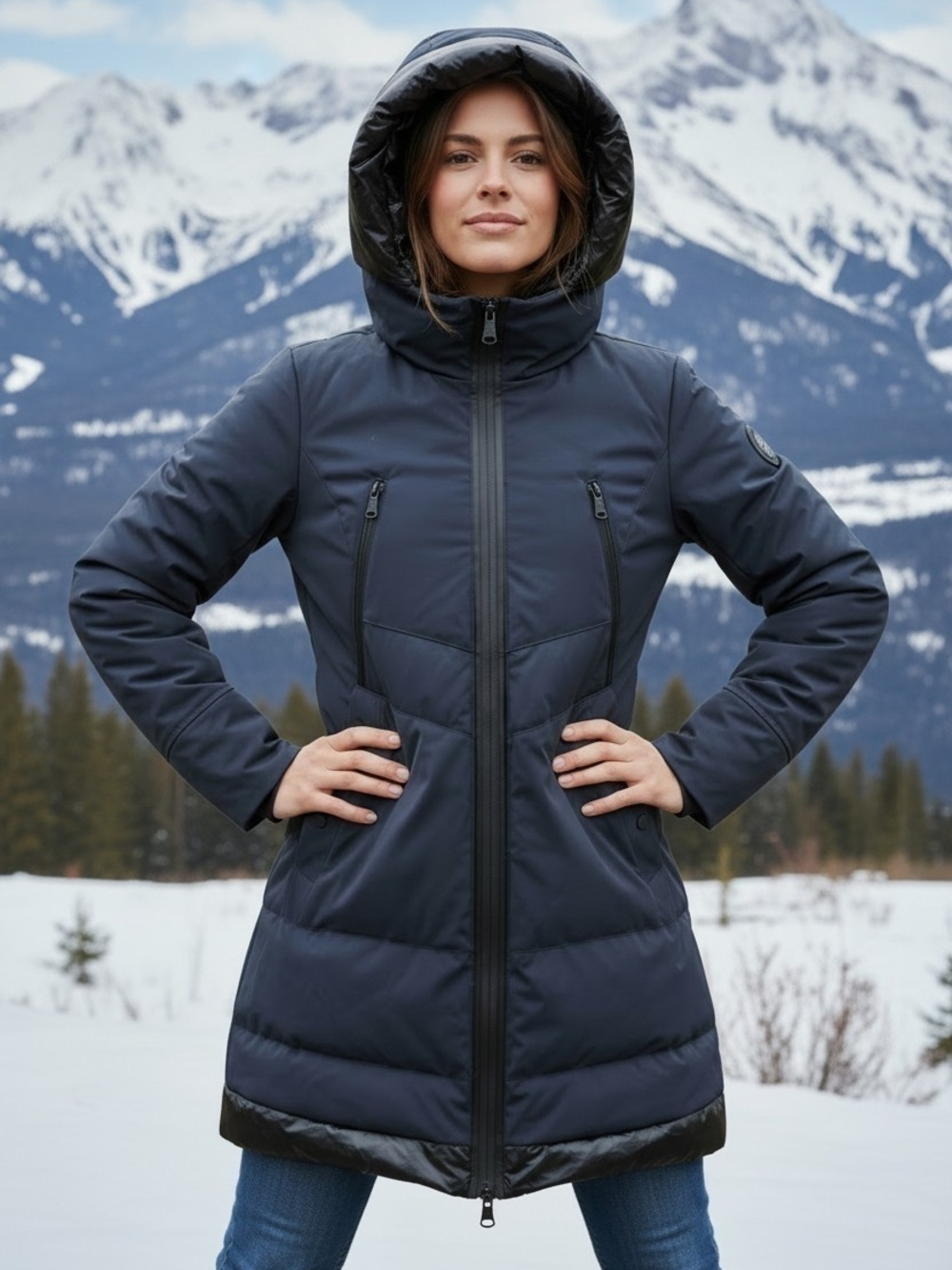 Pajar Canada Long Down Puffer Coat Brand New Never Worn Navy Large - Picture 2 of 16